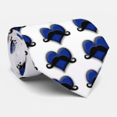 Retro Heart Mustache in Blue Stropdas (Opgerold)