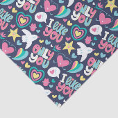 Retro Heart Romance Love Pattern Valentijnsdag Tissuepapier (Detail)