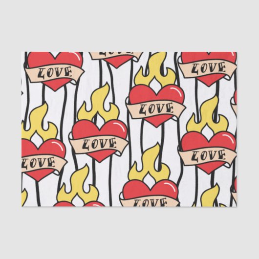 Retro Heart Tattoo Tissuepapier (Voorkant)