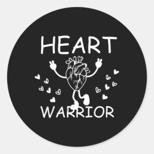 Retro Heart Warrior Anatomisch Hart CHD Bewustzijn Ronde Sticker