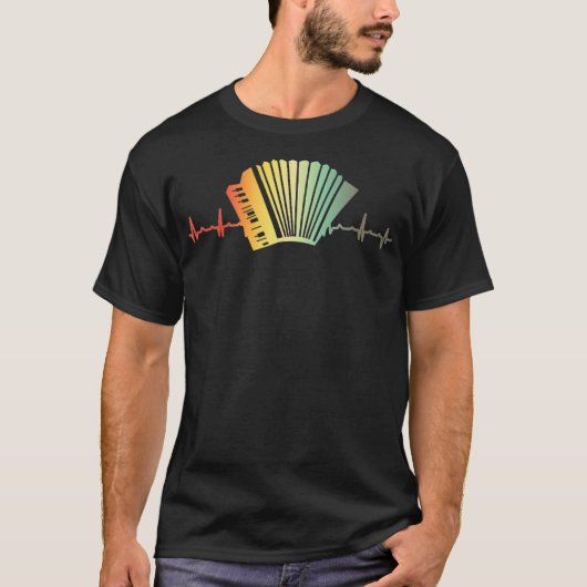 Retro Heartbeat Piano Air Accordion Squeezebox T-shirt (Voorkant)
