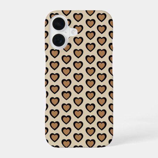 Retro Hearts Leopard iPhone 16 Hoesje (Achterkant)