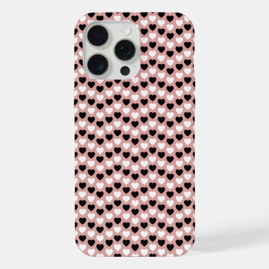 Retro Hearts Pink Black & White iPhone Hoesje (Achterkant)