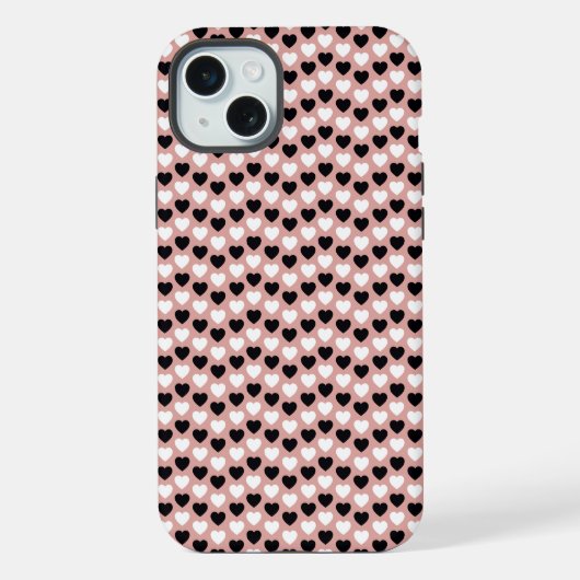 Retro Hearts Pink Black & White iPhone Hoesje (Achterkant)