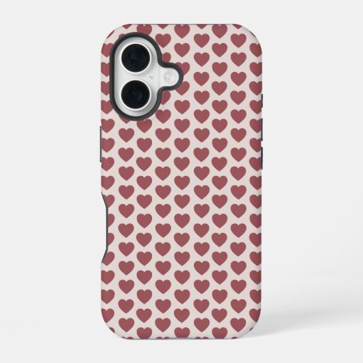 Retro Hearts Pink Burgundy Y2K Style iPhone 16 Hoesje (Achterkant)