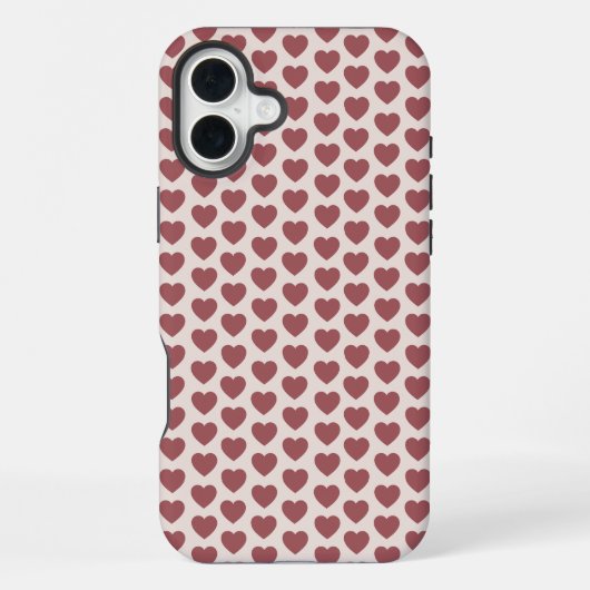 Retro Hearts Pink Burgundy Y2K Style iPhone Hoesje (Achterkant)