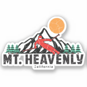 Retro Heavenly Mountain Ski Sticker