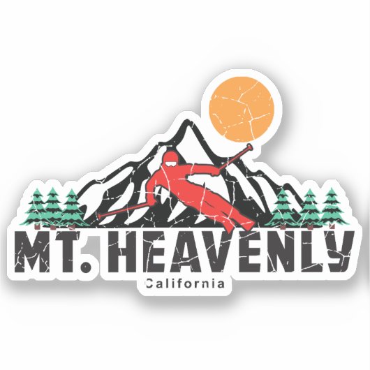 Retro Heavenly Mountain Ski Sticker (Voorkant)
