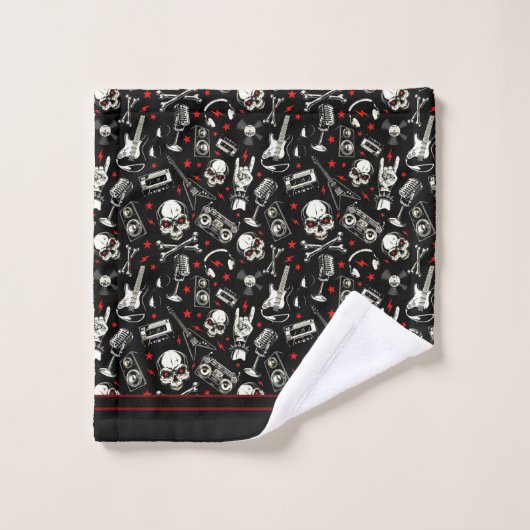 Retro Heavy Metal Pattern Bad Handdoek (Wasdoekje)