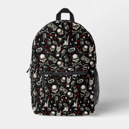Retro Heavy Metal Pattern Bedrukte Rugzak