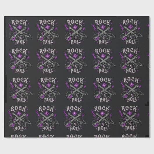 Retro Heavy Metal Pattern Cadeaupapier (Vlak)