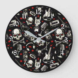 Retro Heavy Metal Pattern Grote Klok