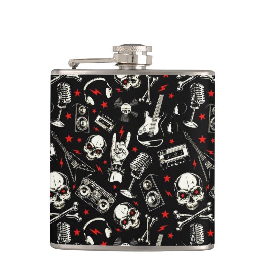 Retro Heavy Metal Pattern Heupfles (Voorkant)