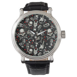 Retro Heavy Metal Pattern Horloge