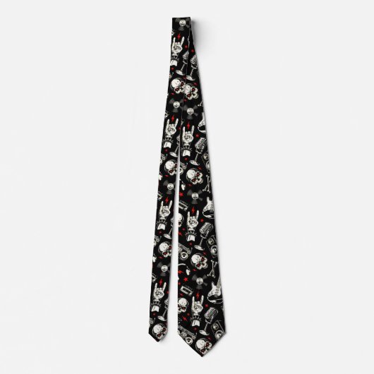 Retro Heavy Metal Pattern Stropdas (Achterkant)
