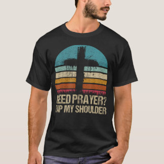 Retro heb gebed tik op mijn schouder t-shirt