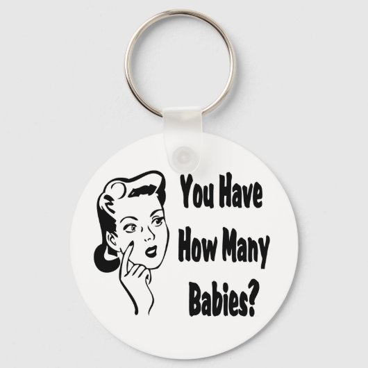 Retro heb je hoeveel baby's? sleutelhanger (Voorkant)