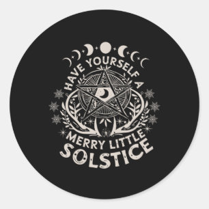 Retro heb jezelf een vrolijk beetje Solstice Yule  Ronde Sticker