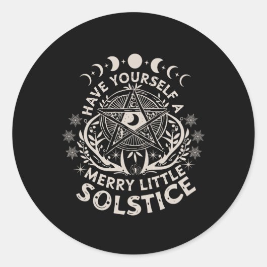 Retro heb jezelf een vrolijk beetje Solstice Yule Ronde Sticker (Voorkant)