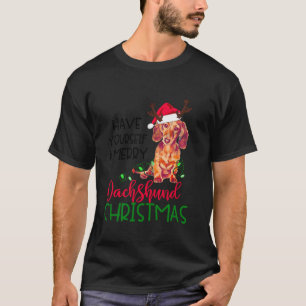 Retro Heb jezelf Vrolijk Dachshund Christmas Wein T-shirt