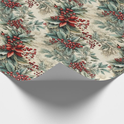 Retro , hedendaagse kersthulst cadeaupapier (Hoek)