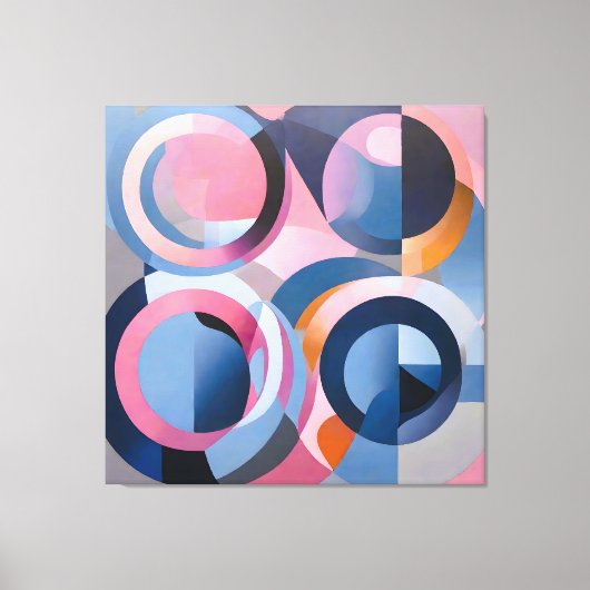 Retro Hedendaagse kunst in subtiele tinten roze bl Canvas Afdruk (Voorkant)
