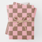 Retro Hedendaagse Mocha Bruine en Roze Patronen Inpakpapier Vel (In situ)