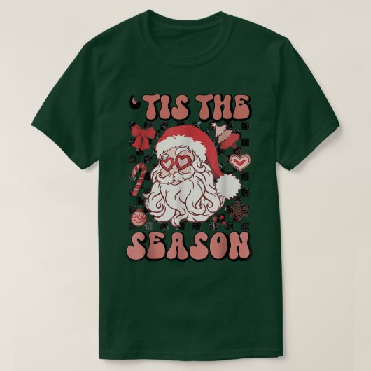 Retro heeft deze sinterklare kerstman gecheckt t-shirt (Design voorkant)