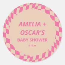 Retro Heet Roze Abstract Dambord Aangepaste Baby S