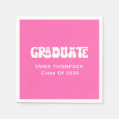Retro Heet Roze Afstuderen Klasse van 2024 Servet (Voorkant)