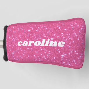 Retro Heet Roze Glitter Glans Gepersonaliseerde Na Golfheadcover