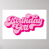 Retro Heet Roze Verjaardag Meisje Poster (Voorkant)