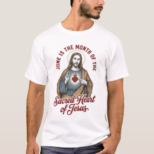 Retro Heilig Hart van Jezus Juni Religieus T-shirt