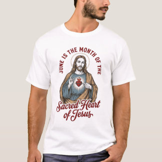 Retro Heilig Hart van Jezus Juni Religieus T-shirt