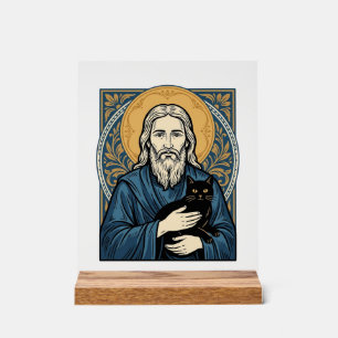 Retro Heilig Kat Portret Vector T-shirt Ontwerp_1 Acryl Bord