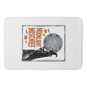 Retro Hekenshirt Halloween Maan Silhouet_1 Badmat