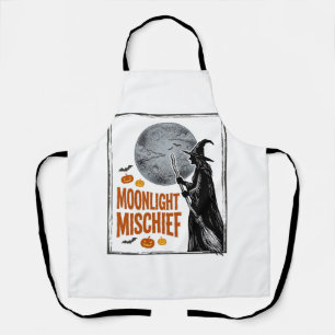 Retro Hekenshirt Halloween Maan Silhouet_1 Schort
