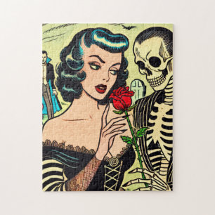 Retro Heks Vampier Meisje Horror Strips Legpuzzel