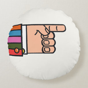 Retro helder leuk wijzende hand ronde kussen