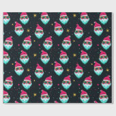 Retro Helder Roze Groovy Kerstman Kerstmis Cadeaupapier (Vlak)