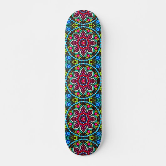 Retro Helder Tropisch Bloemen Patroon Deck Skateboard (Voorkant)