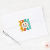 Retro Helder Zomer Monogram Vierkante Sticker (Envelop)