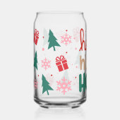 Retro Heldere Kerst Iconen Ho Ho Ho Blikvorm Glas (Voorkant)
