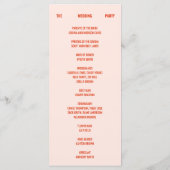 Retro Heldere & Kleurrijke Perzik Wedding Programma (Achterkant)