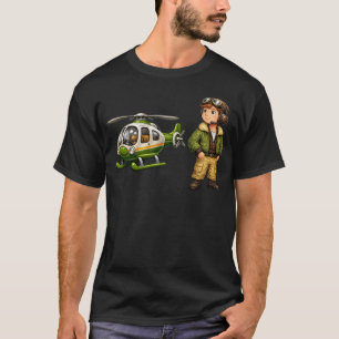 Retro helikopterpiloot jongen met vintage chopper t-shirt
