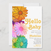 Retro Hello Baby Daisy Baby shower Invitation (Devant)