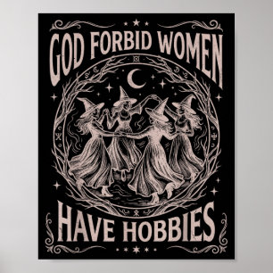 Retro Hemelgod Verbiedt Vrouwen Om Hobby's Te Hebb Poster