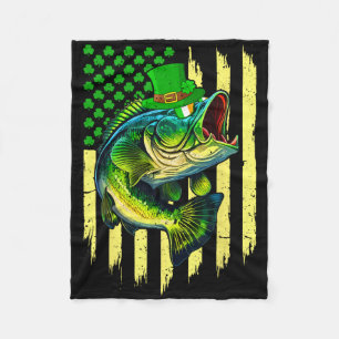 Retro hengel en klavertjes Usa vlag Sint Pat Fleece Deken