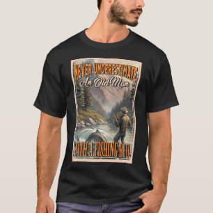 Retro hengel Oude man T-shirt