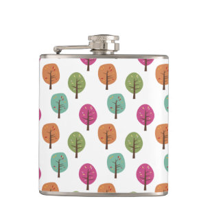 Retro Herfst Autumnal Trees Pattern Heupfles